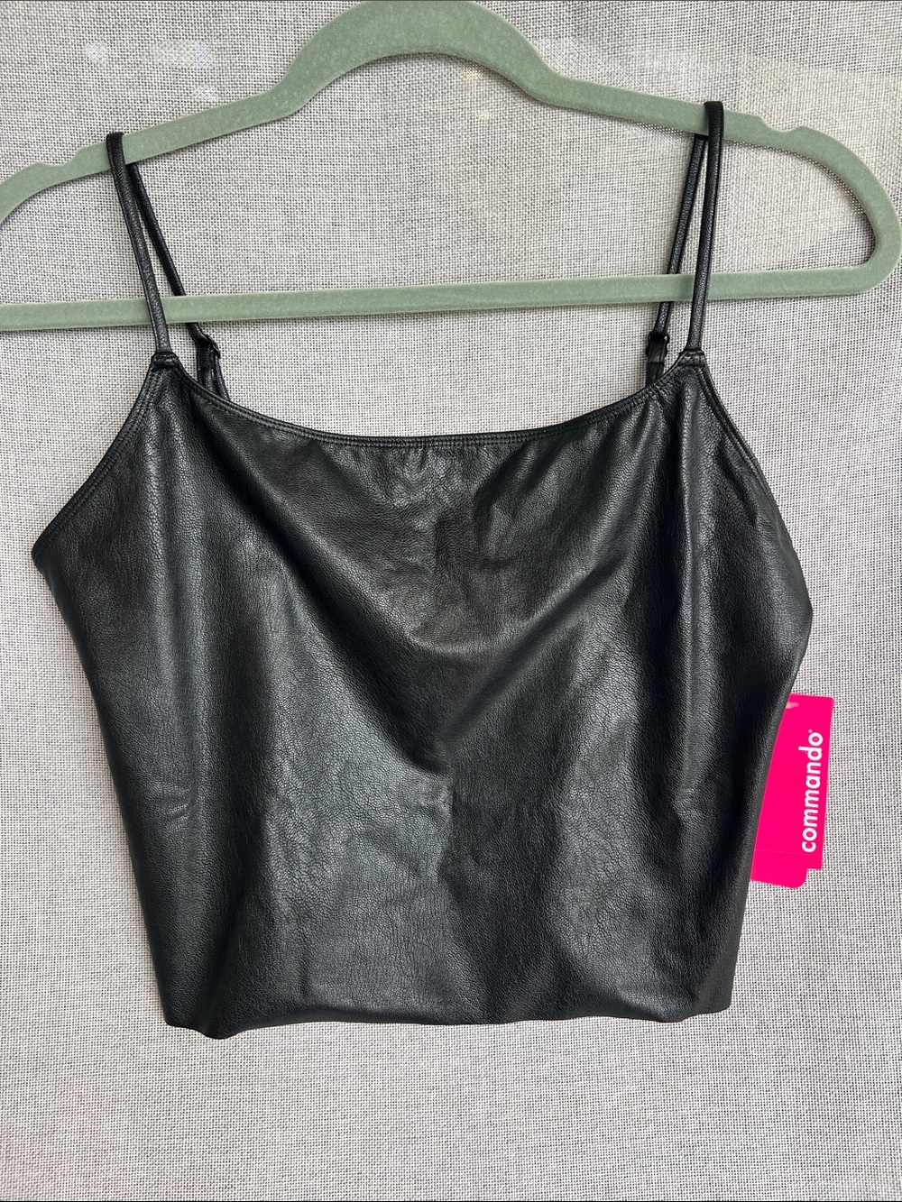 Commando Faux Leather 97% VISCOSE Cami crop top black size L